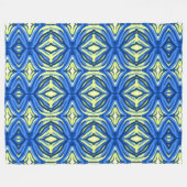 Wavy Blue und Gelb Kaleidoskop Fleecedecke (Vorderseite (Horizontal))