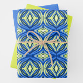 Wavy Blue und Gelb Kaleidoskop Geschenkpapier Set (Beispiel)