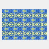 Wavy Blue und Gelb Kaleidoskop Geschenkpapier Set (Vorderseite)