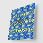 Wavy Blue und Gelb Kaleidoskop Quadratische Wanduhr (Winkel)