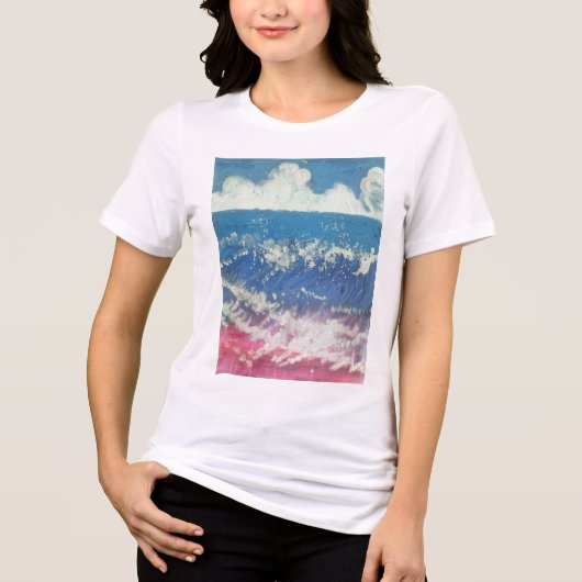 Wavy Blue und Pink Splash Tri-Blend Shirt (Vorderseite)