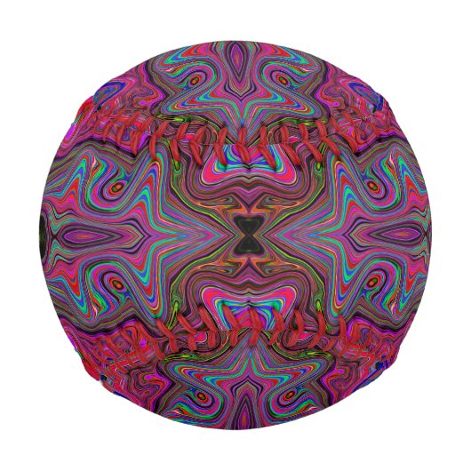 Wavy Blue und Rainbow Red Trippy Muster Baseball (Vorderseite)