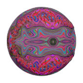 Wavy Blue und Rainbow Red Trippy Muster Baseball (Vorderseite Links)