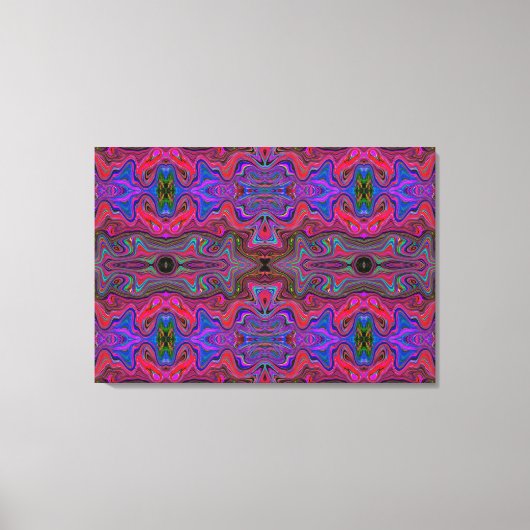 Wavy Blue und Rainbow Red Trippy Muster Leinwanddruck (Vorderseite)