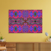 Wavy Blue und Rainbow Red Trippy Muster Leinwanddruck (Insitu (Wohnzimmer))