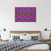 Wavy Blue und Rainbow Red Trippy Muster Leinwanddruck (Insitu (Schlafzimmer))