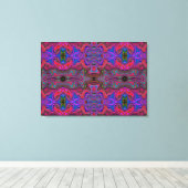 Wavy Blue und Rainbow Red Trippy Muster Leinwanddruck (Insitu (Holzboden))