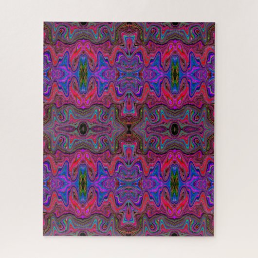 Wavy Blue und Rainbow Red Trippy Muster Puzzle (Vertikal)
