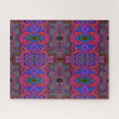 Wavy Blue und Rainbow Red Trippy Muster Puzzle (Horizontal)