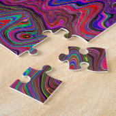 Wavy Blue und Rainbow Red Trippy Muster Puzzle (Seite)