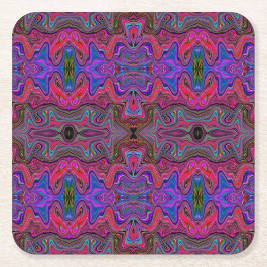 Wavy Blue und Rainbow Red Trippy Muster Rechteckiger Pappuntersetzer (Vorderseite)