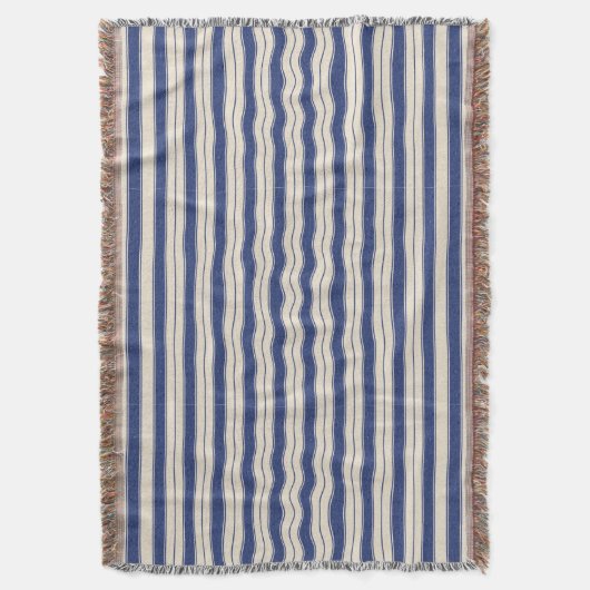 Wavy Blue und White Stripes Decke (Vorderseite Vertikal)