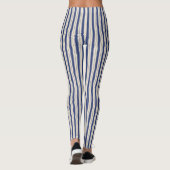 Wavy Blue und White Stripes Leggings (Rückseite)