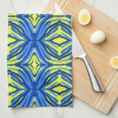 Wavy Blue und Yellow Kitchen Handtücher (Viertel Falte)