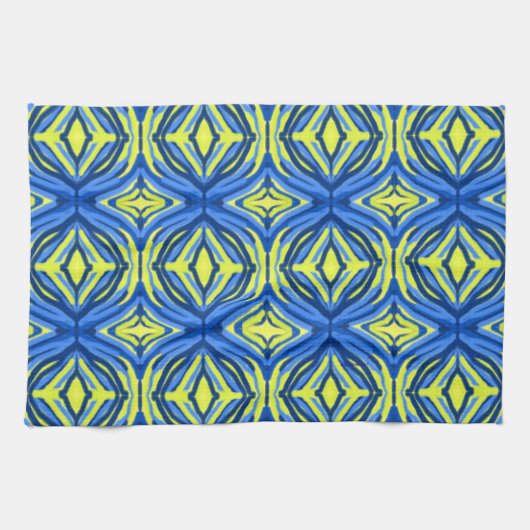 Wavy Blue und Yellow Kitchen Handtücher (Horizontal)