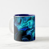 Wavy Blue Wirbel Modern Art 555.55 Zweifarbige Tasse (Vorderseite Links)