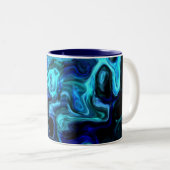 Wavy Blue Wirbel Modern Art 555.55 Zweifarbige Tasse (VorderseiteRechts)