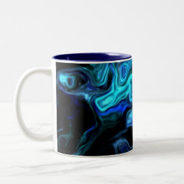 Wavy Blue Wirbel Modern Art 555.55 Zweifarbige Tasse