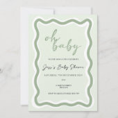 Wavy Border Baby Dusche Einladung (Vorderseite)