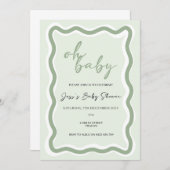 Wavy Border Baby Dusche Einladung (Vorne/Hinten)