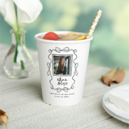 Wavy Border Black Bow Foto Abschluss Paper Cup Pappbecher