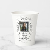 Wavy Border Black Bow Foto Abschluss Paper Cup Pappbecher (Vorderseite)