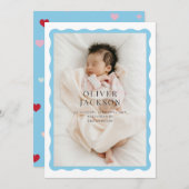 Wavy Border Cutesy Design für einen kleinen Jungen Ankündigung (Vorne/Hinten)