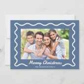 Wavy Border Frohe Weihnachten 3 Fotos Blau (Vorderseite)