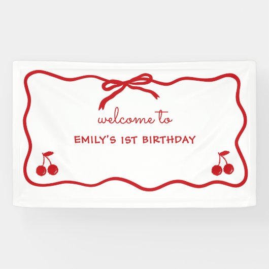 Wavy Border Hand Drawing Cherry oben Banner (Horizontal)