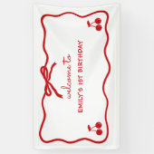 Wavy Border Hand Drawing Cherry oben Banner (Vertikal)