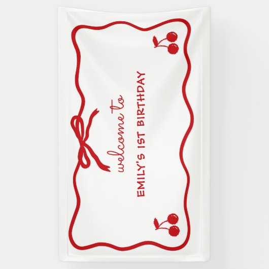 Wavy Border Hand Drawing Cherry oben Banner (Vertikal)