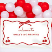 Wavy Border Hand Drawing Cherry oben Banner