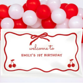 Wavy Border Hand Drawing Cherry oben Banner