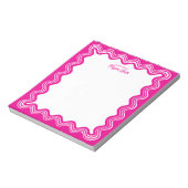 Wavy Border Hot Pink & White Personalized Name Notizblock (Rotiert)