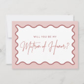 Wavy Border Matron of Honor Vorschlag Card Dankeskarte (Vorderseite)