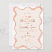 Wavy Border Rustic Orange Baby Dusche Einladung (Vorderseite)
