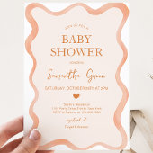 Wavy Border Rustic Orange Baby Dusche Einladung