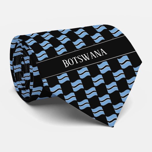 Wavy Botswana Flaggenmuster Krawatte (Gerollt)