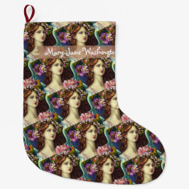 Wavy Braunhaar junge Dame Blume Glauben Brauch Großer Weihnachtsstrumpf