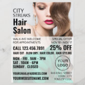 Wavy Brown Hair, Haarburke, Haarsalon Advert Flyer (Vorne)