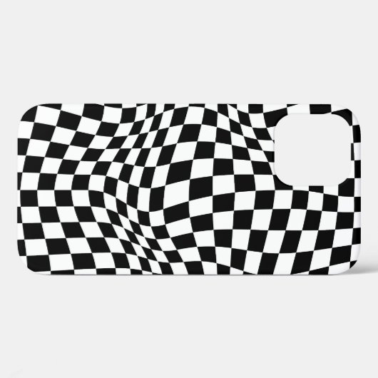 Wavy Checked Schwarz-weiß Checkerboard Case-Mate iPhone Hülle (Rückseite (Horizontal))