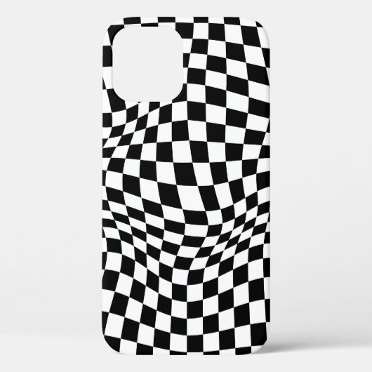 Wavy Checked Schwarz-weiß Checkerboard Case-Mate iPhone Hülle (Rückseite)