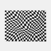 Wavy Checked Schwarz-weiß Checkerboard Fußmatte (Vorderseite)