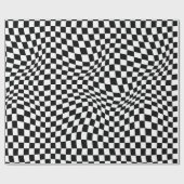 Wavy Checked Schwarz-weiß Checkerboard Geschenkpapier (Flach)