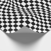 Wavy Checked Schwarz-weiß Checkerboard Geschenkpapier (Ecke)