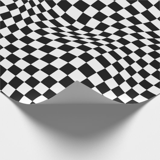 Wavy Checked Schwarz-weiß Checkerboard Geschenkpapier (Ecke)