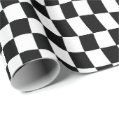 Wavy Checked Schwarz-weiß Checkerboard Geschenkpapier (Rolleneckpunkt)