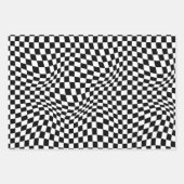 Wavy Checked Schwarz-weiß Checkerboard Geschenkpapier Set (Vorderseite 2)