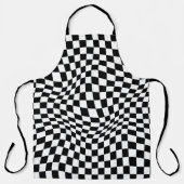Wavy Checked Schwarz-weiß Checkerboard Schürze (Vorderseite)