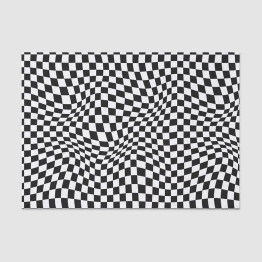Wavy Checked Schwarz-weiß Checkerboard Seidenpapier (Vorderseite)
